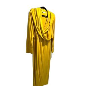 Zara Bright Yellow Draped Maxi Dress